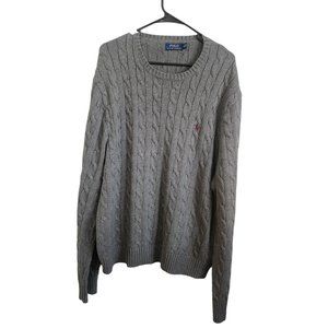 Polo Ralph Lauren Mens 100% Cotton Soft Gray Sweater Size XXL